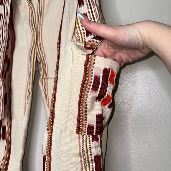 Alix of Bohemia Painter Indian Summer Wide Leg Pants Size XS Cream Burgundy - Picture 8 of 10